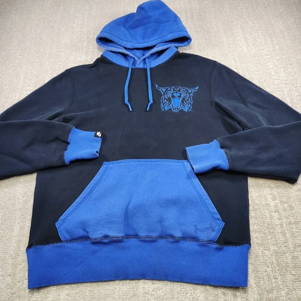 Vintage‎ Kentucky Wildcats Hoodie Men Medium Nike Y2K Black Blue Fleece NCAA UK